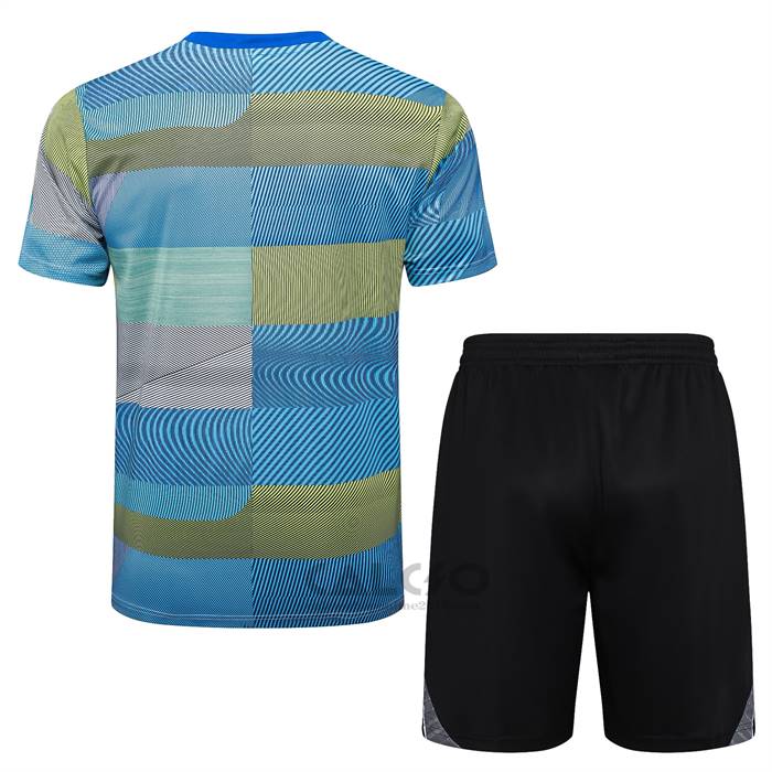 Tuta da Track Real Madrid Manica Corta 2025-2026 Blu Verde - Pantaloncini